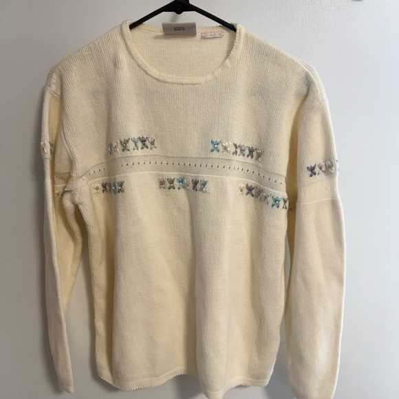 Northern Reflections Sweaters - Northern Reflections Ivory Sweater with Ribbons cottage core